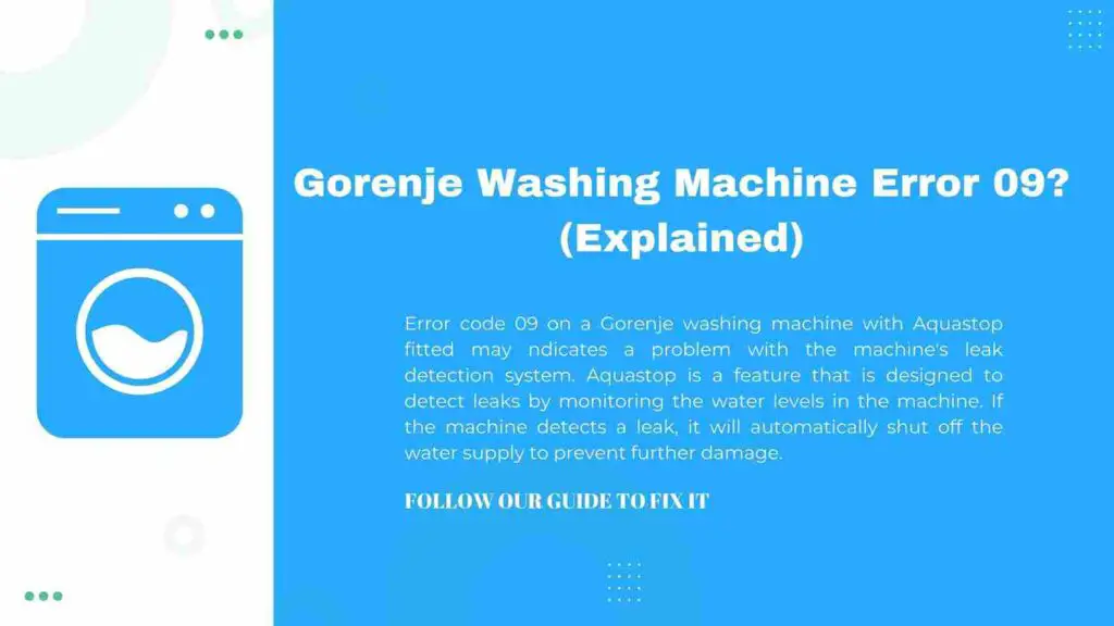 Gorenje Washing Machine Error 09?