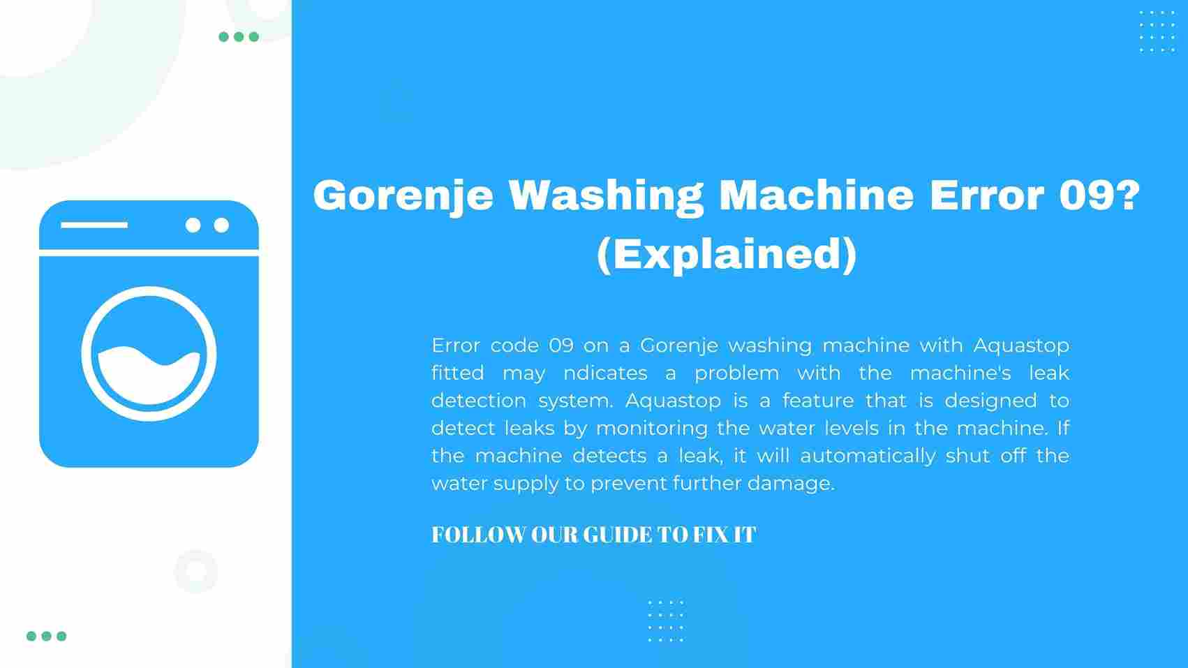 Gorenje Washing Machine Error 09? (Explained)
