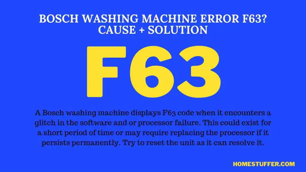 Bosch Washing Machine Error F63? Cause + Solution