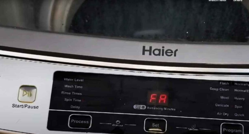 Haier Washing Machine Showing FA?